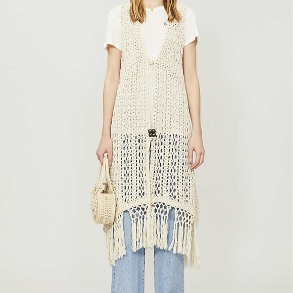 Free people Boho  crochet knit maxi vest - Picture 2 of 11